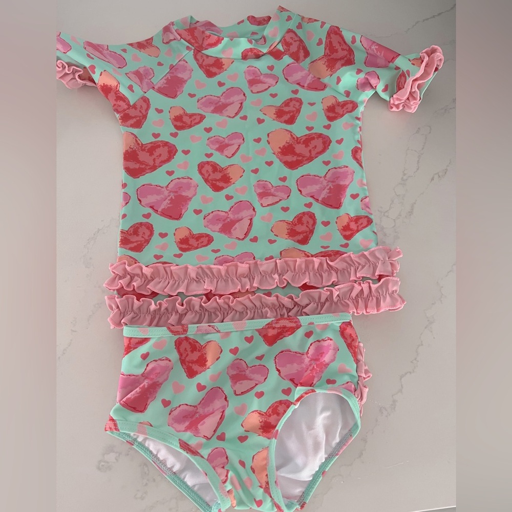 Ruffle butts heart swimsuit 2 piece 3T